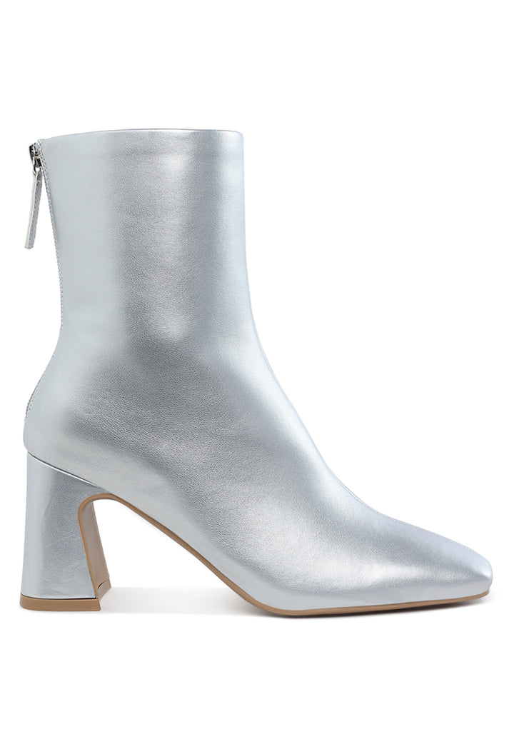 simba square toe metallic ankle boots#color_silver