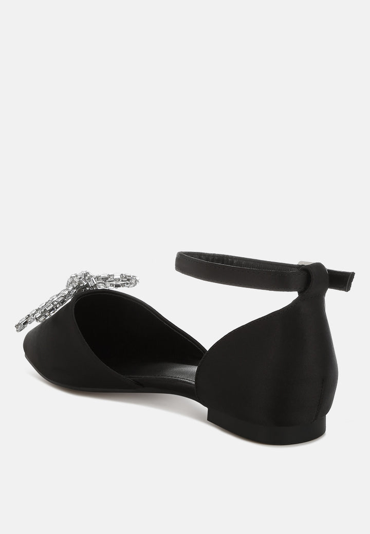 simina rhinestone detail bow flat sandals by ruw#color_black