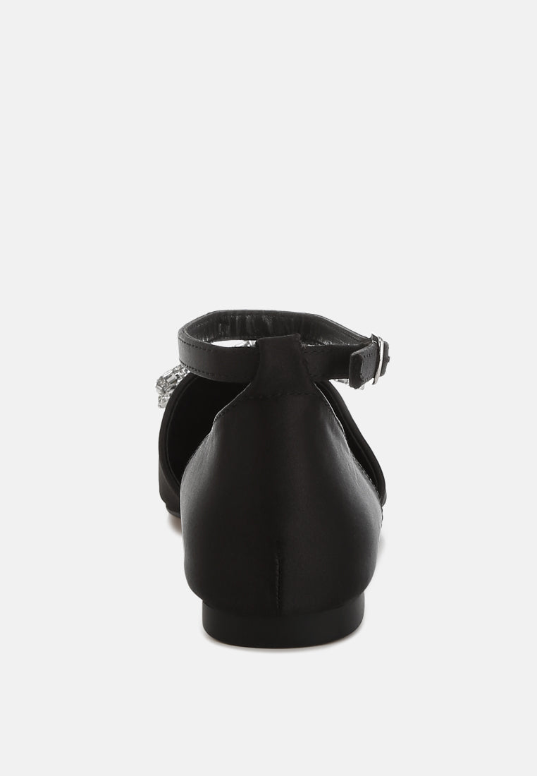 simina rhinestone detail bow flat sandals by ruw#color_black