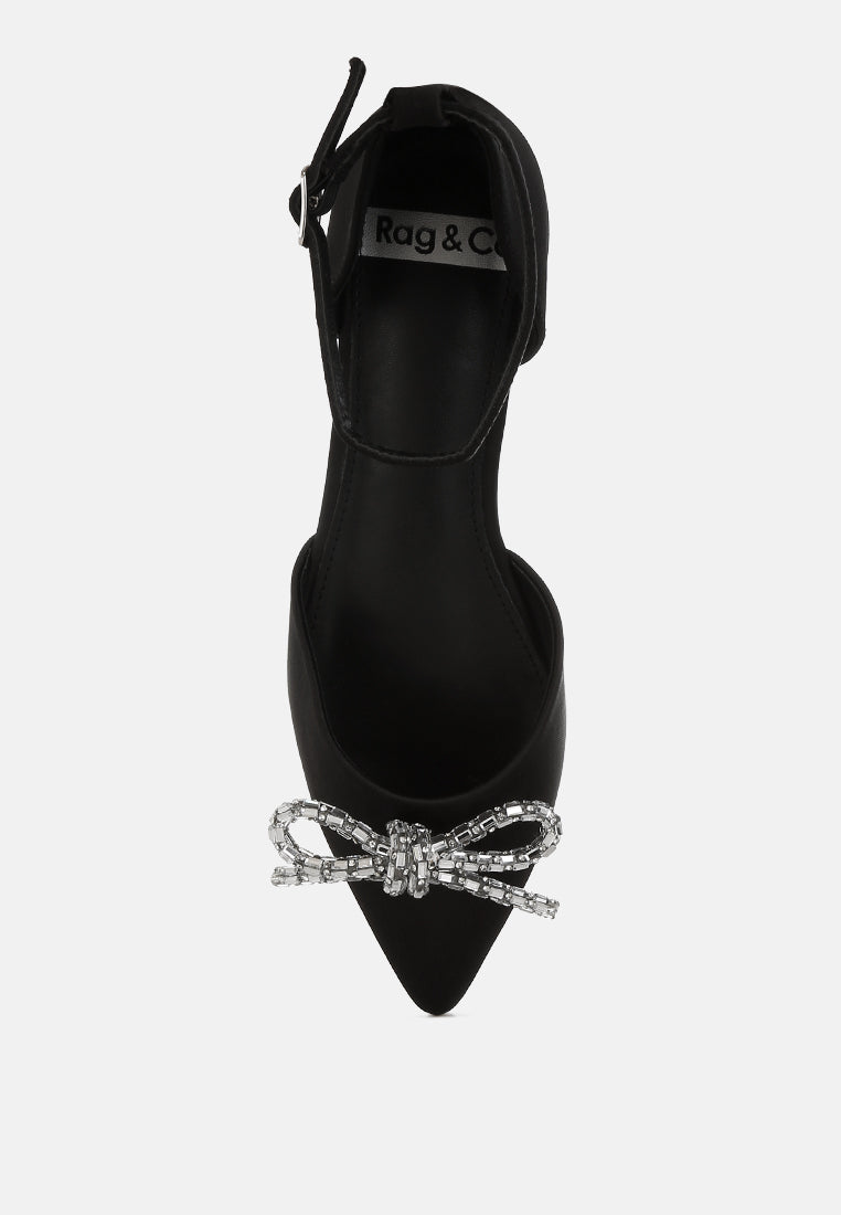 simina rhinestone detail bow flat sandals by ruw#color_black
