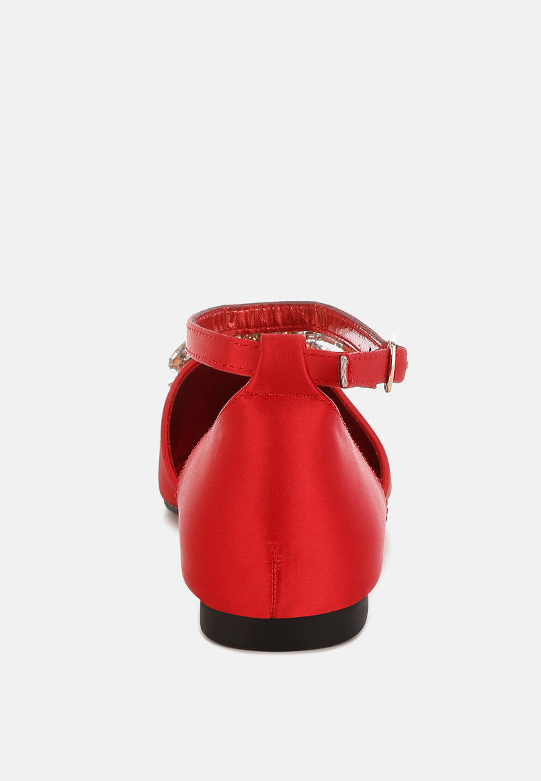 simina rhinestone detail bow flat sandals by ruw#color_red