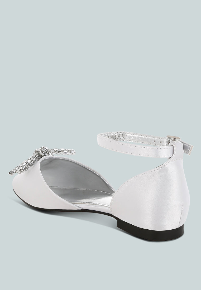 simina rhinestone detail bow flat sandals by ruw#color_white