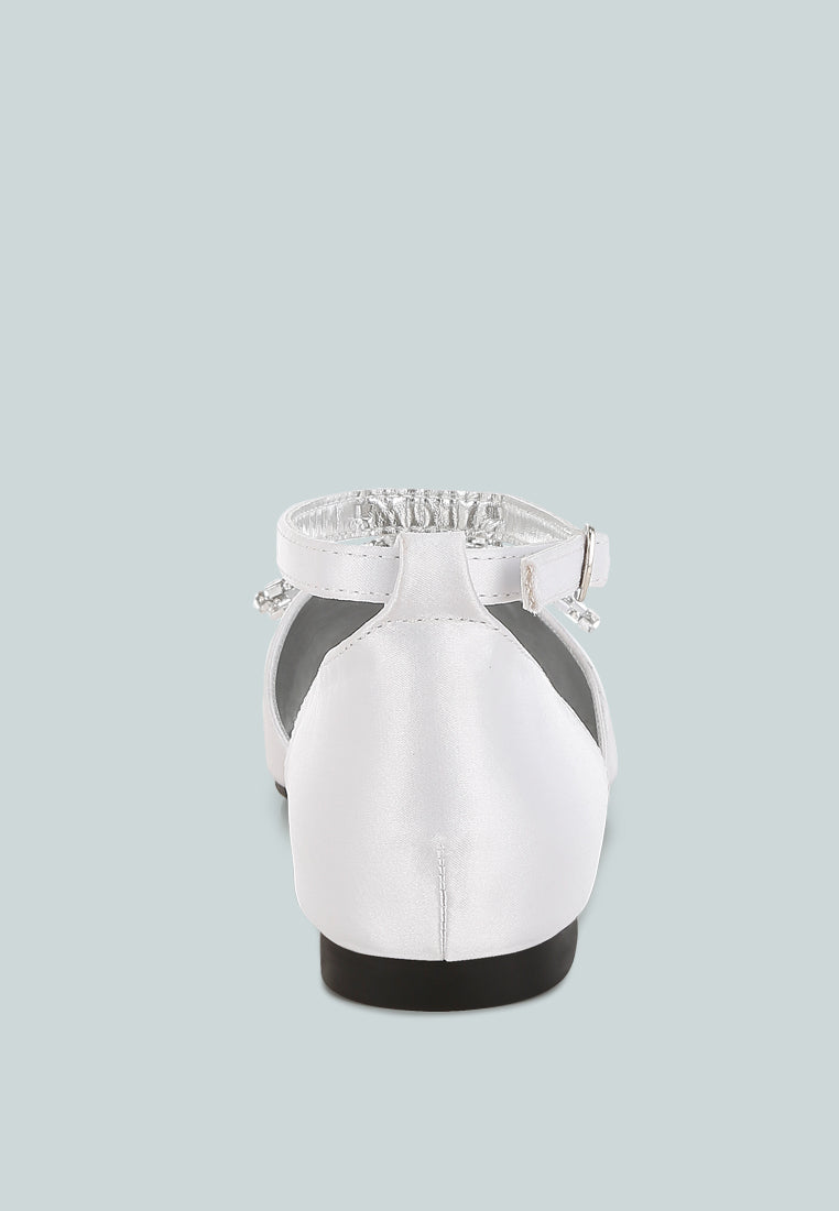 simina rhinestone detail bow flat sandals by ruw#color_white