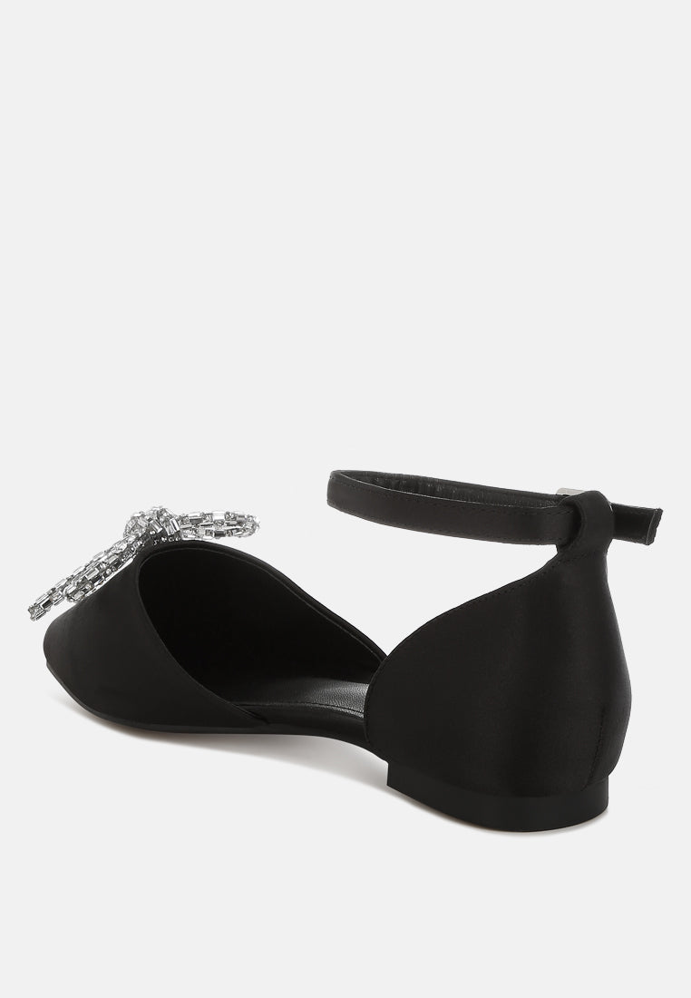 rhinestone detail bow flat sandals by mode#color_black