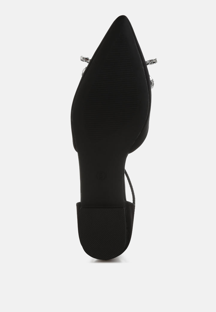 rhinestone detail bow flat sandals by mode#color_black