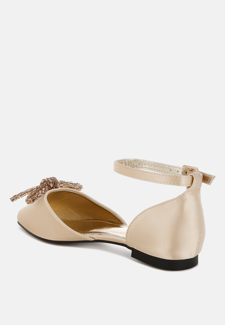 rhinestone detail bow flat sandals by mode#color_gold