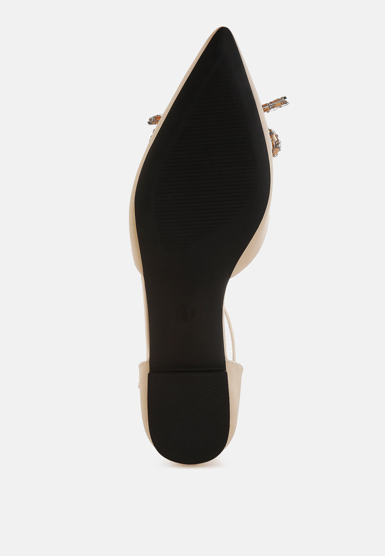 rhinestone detail bow flat sandals by mode#color_gold