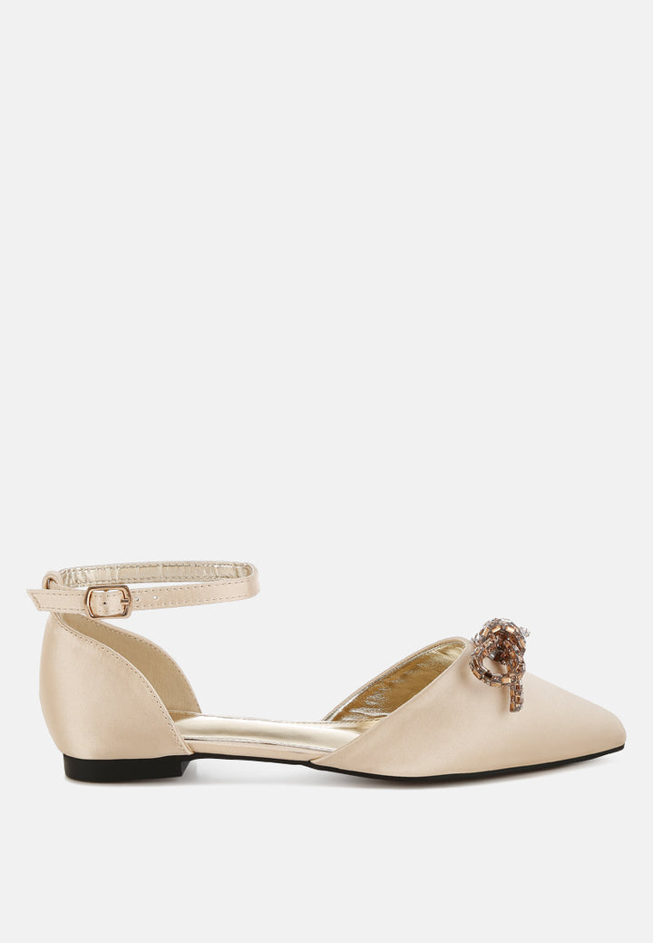 rhinestone detail bow flat sandals by mode#color_gold