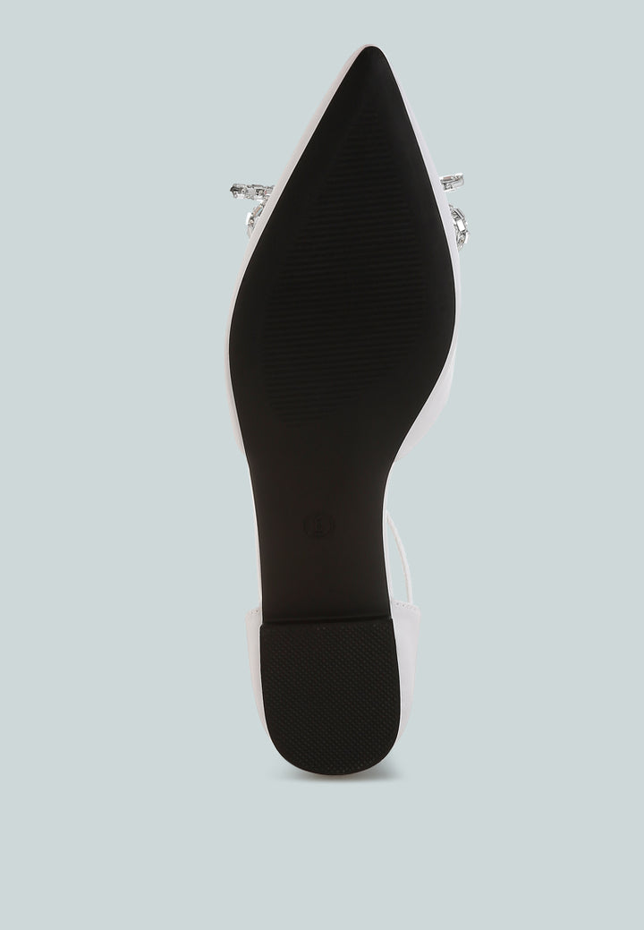 rhinestone detail bow flat sandals by mode#color_white