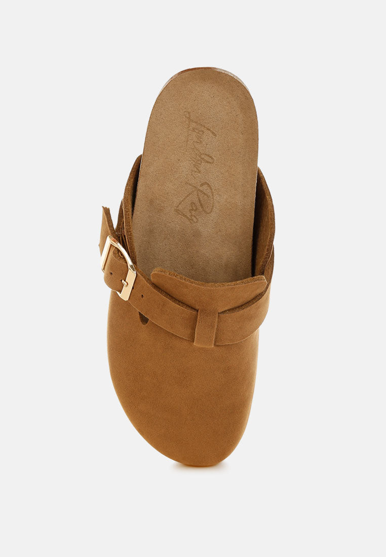 buckle accent slip-on footbed mules by ft#color_tan