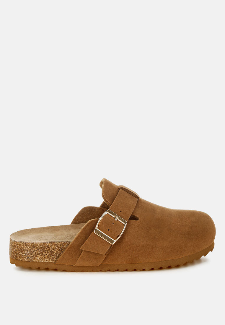 buckle accent slip-on footbed mules by ft#color_tan