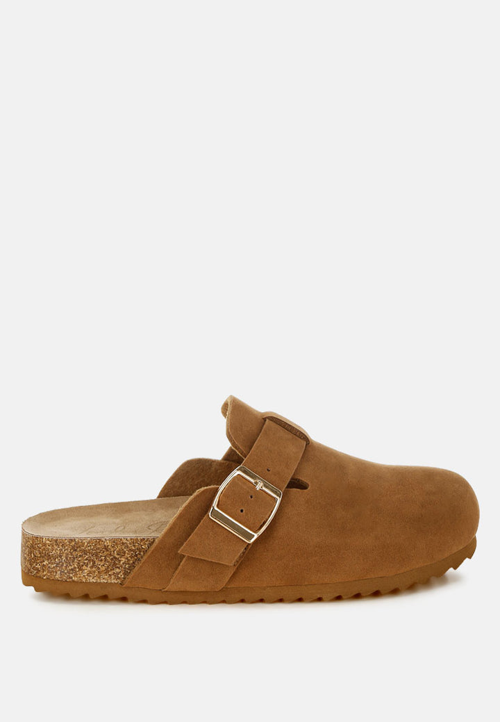 buckle accent slip-on footbed mules by ft#color_tan
