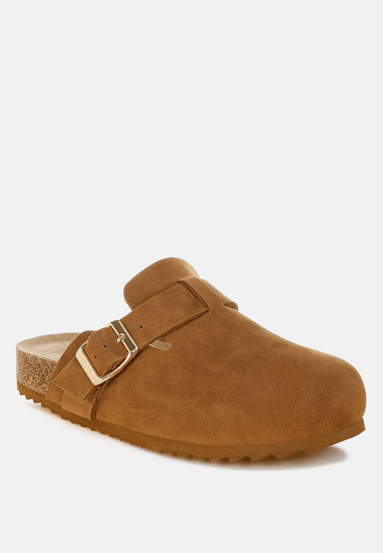 buckle accent slip-on footbed mules by ft#color_tan