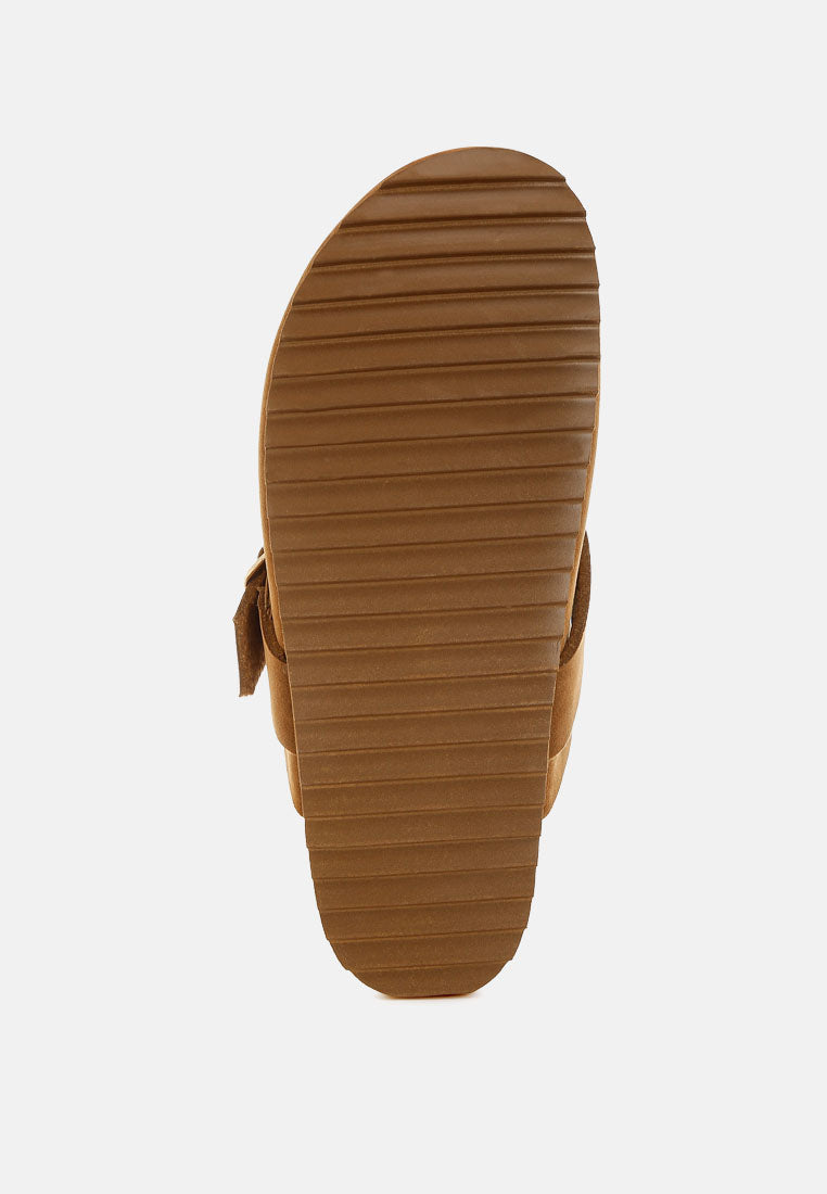 buckle accent slip-on footbed mules by ft#color_tan