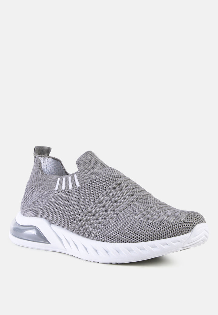 slip on active fly knit black sneakers#color_grey