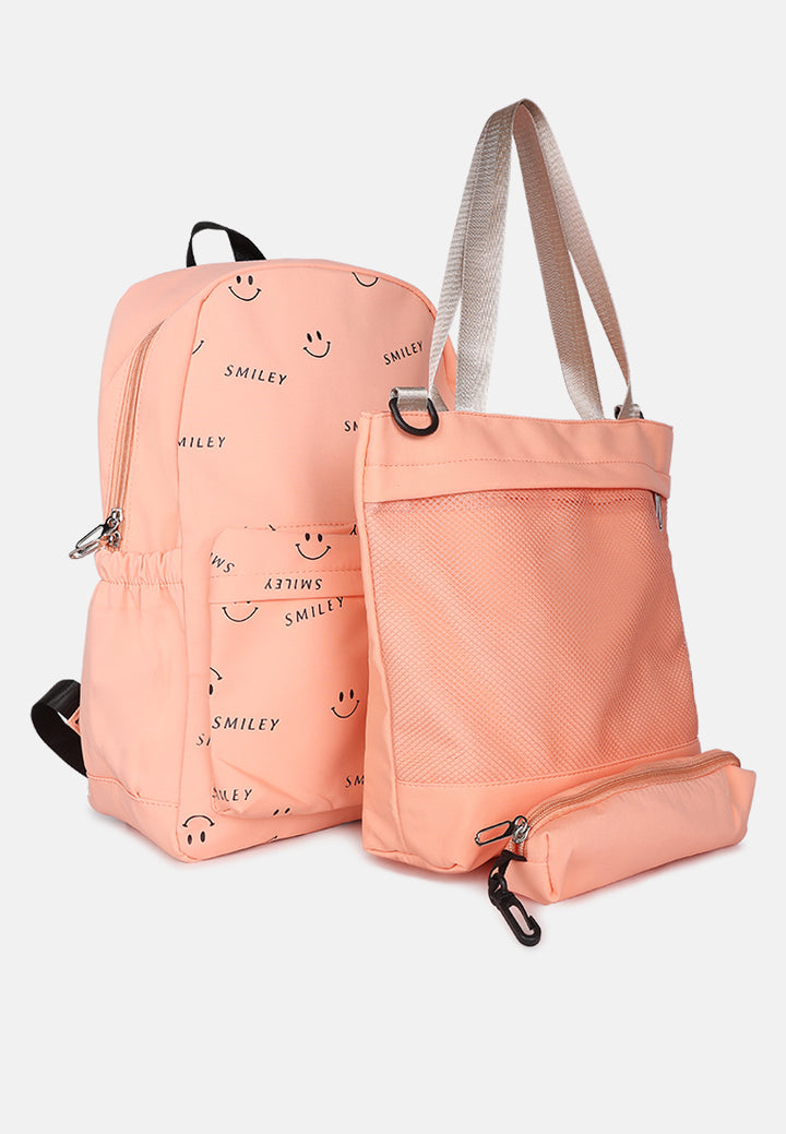 smiley casual backpack for women#color_coral