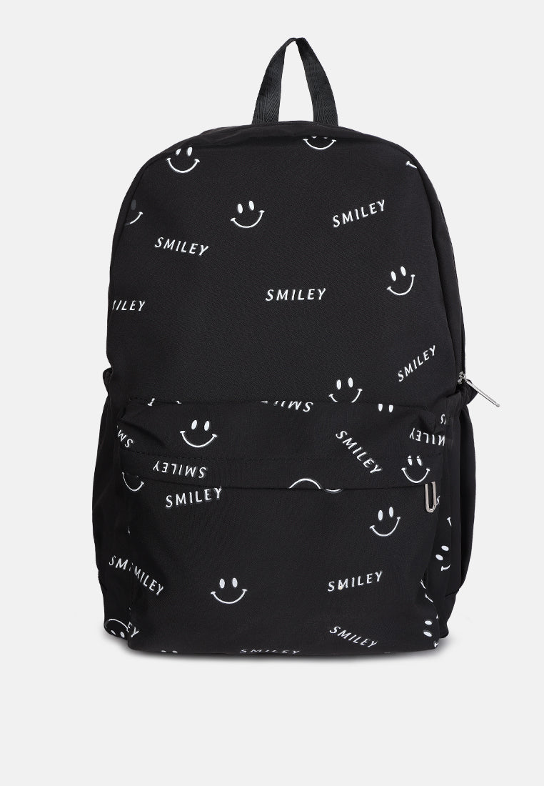 smiley casual backpack for women#color_black