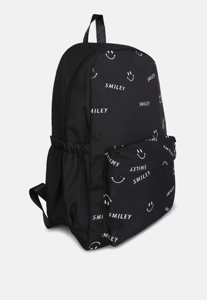 smiley casual backpack for women#color_black