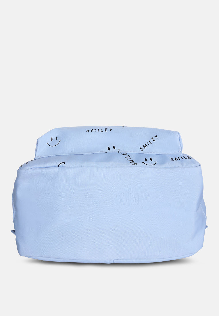 smiley casual backpack for women#color_blue
