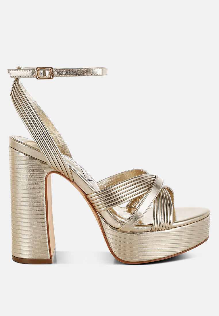 socialite metallic ankle strap heel sandals#color_gold