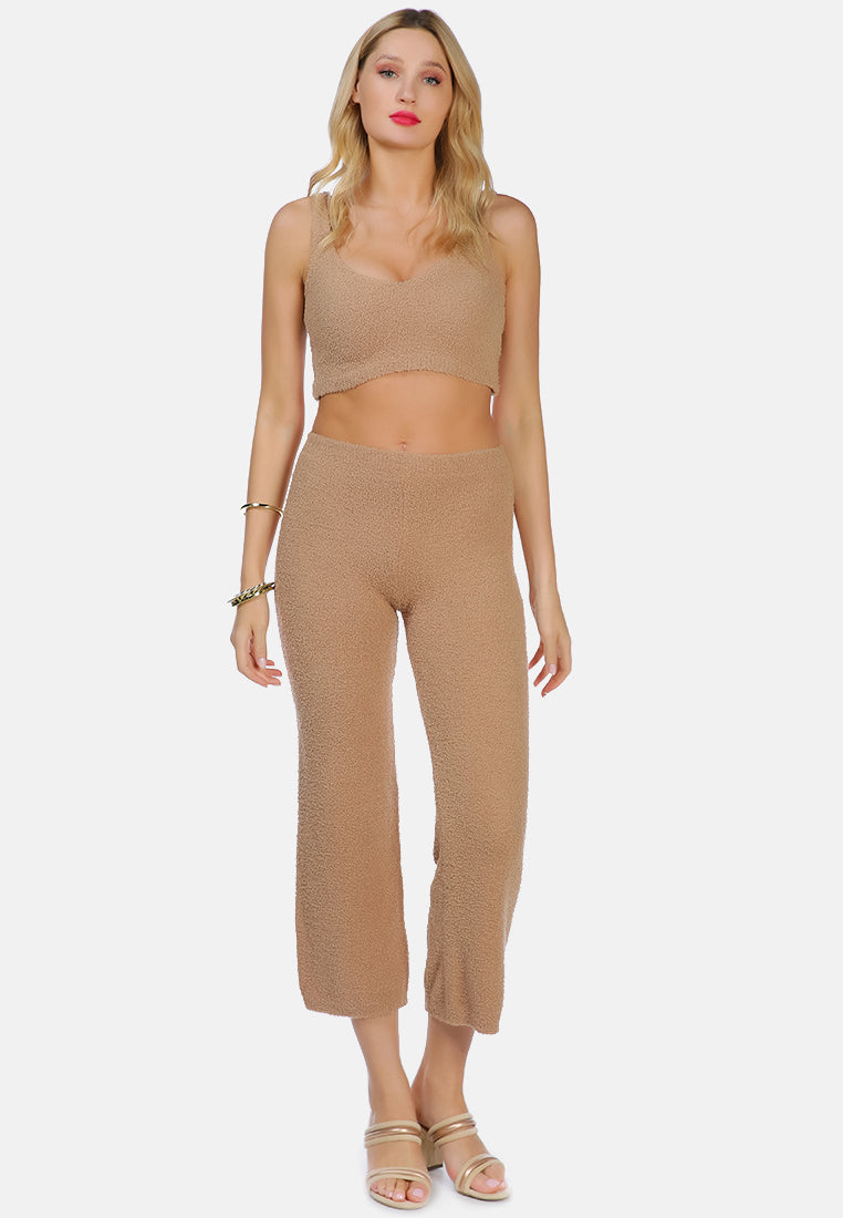 solid casual wide leg trousers#color_khaki
