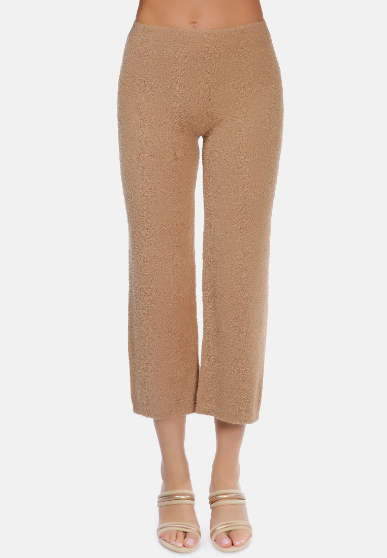 solid casual wide leg trousers#color_khaki