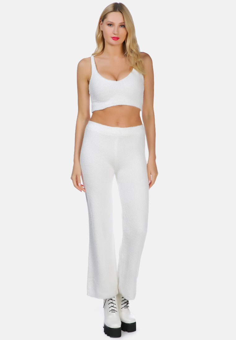solid casual wide leg trousers#color_white