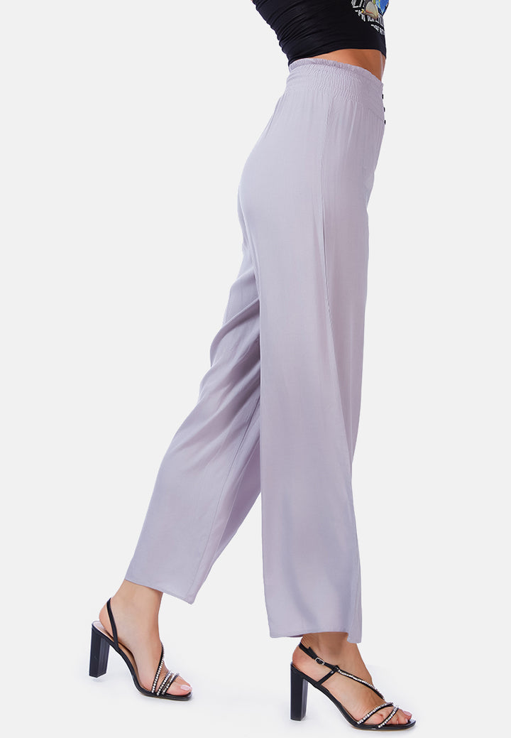 Solid high rise straight pants#color_grey