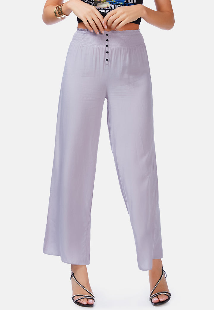Solid high rise straight pants#color_grey