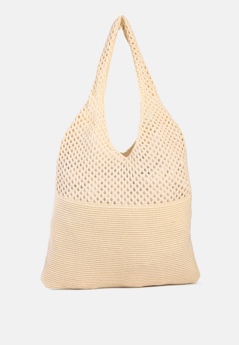 somerset knitted woollen tote bag#color_apricot