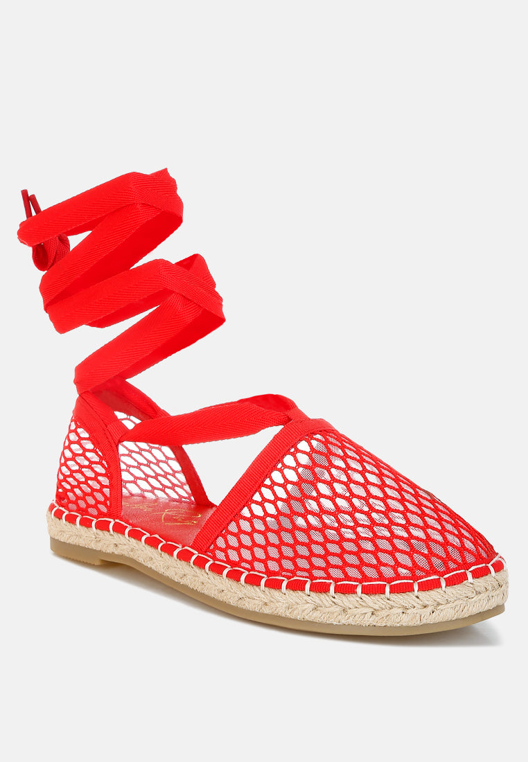 mesh flat espadrille sandals by mode#color_red