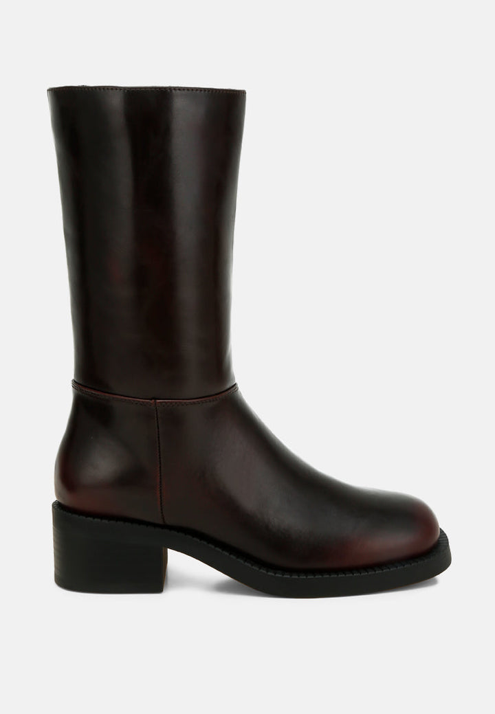 block heel calf boots by ruw#color_brown