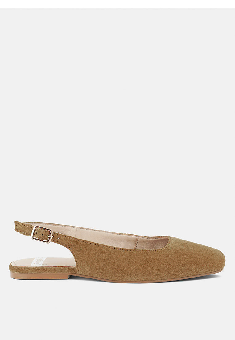 Zapatos planos destalonados de piel de ante auténtica sozani#color_tan