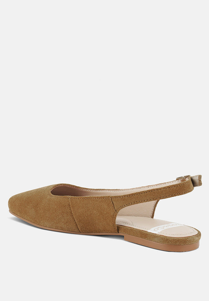 Zapatos planos destalonados de piel de ante auténtica sozani#color_tan