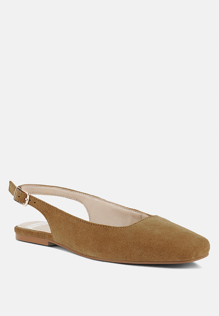 Zapatos planos destalonados de piel de ante auténtica sozani#color_tan