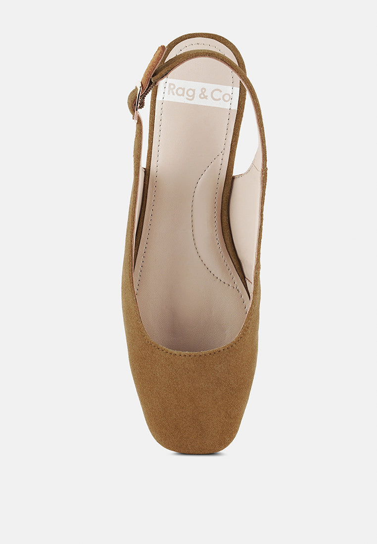 Zapatos planos destalonados de piel de ante auténtica sozani#color_tan