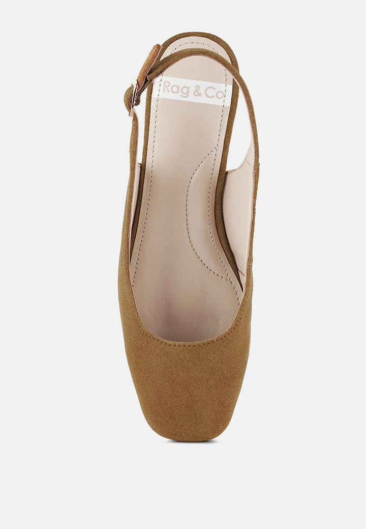 Zapatos planos destalonados de piel de ante auténtica sozani#color_tan