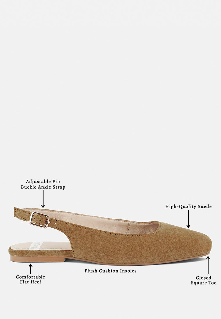 Zapatos planos destalonados de piel de ante auténtica sozani#color_tan