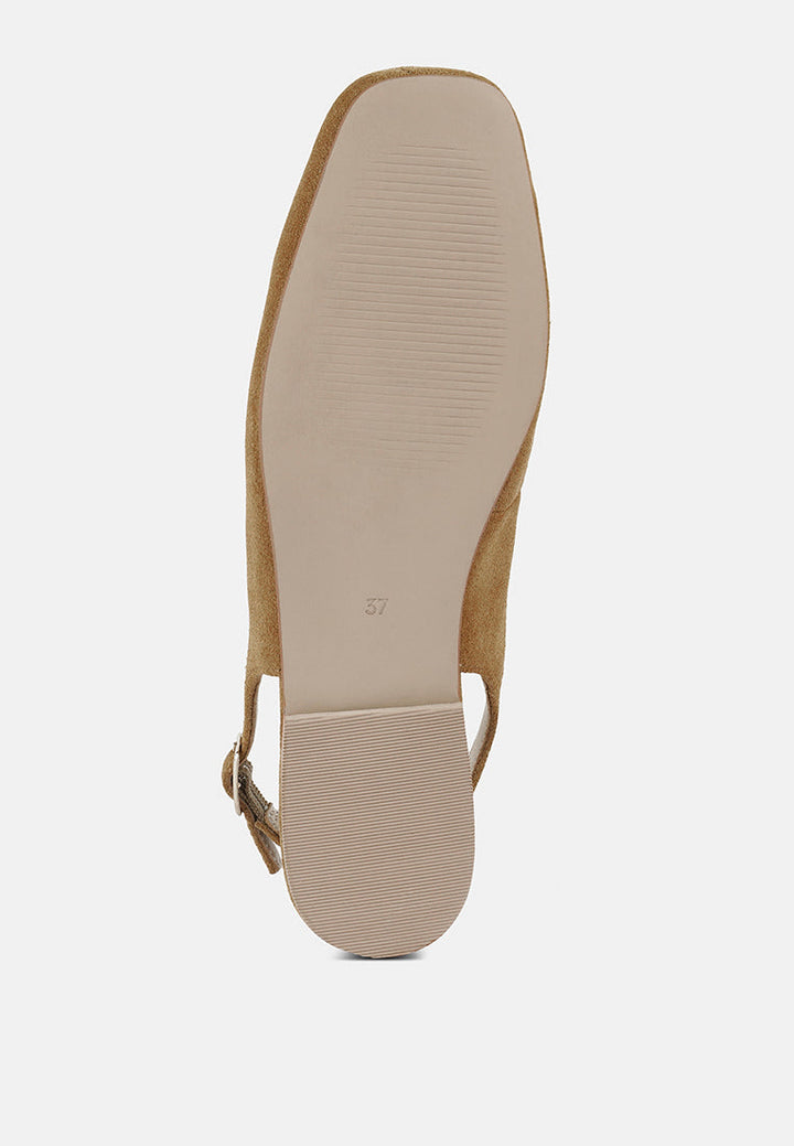 Zapatos planos destalonados de piel de ante auténtica sozani#color_tan