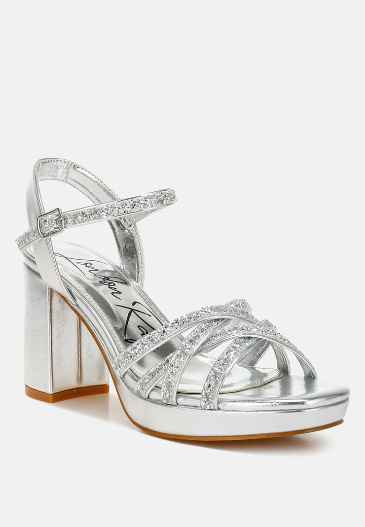 sparks fly glitter strappy block sandals#color_silver