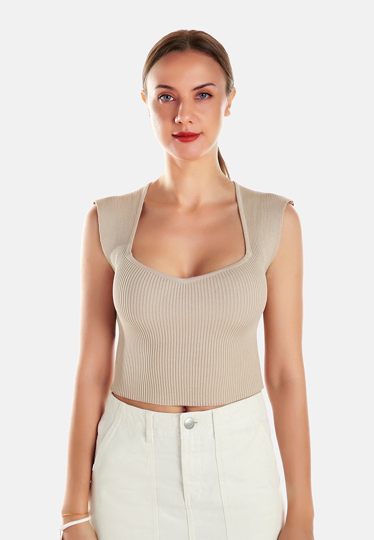 square neck fitted top by ruw#color_beige