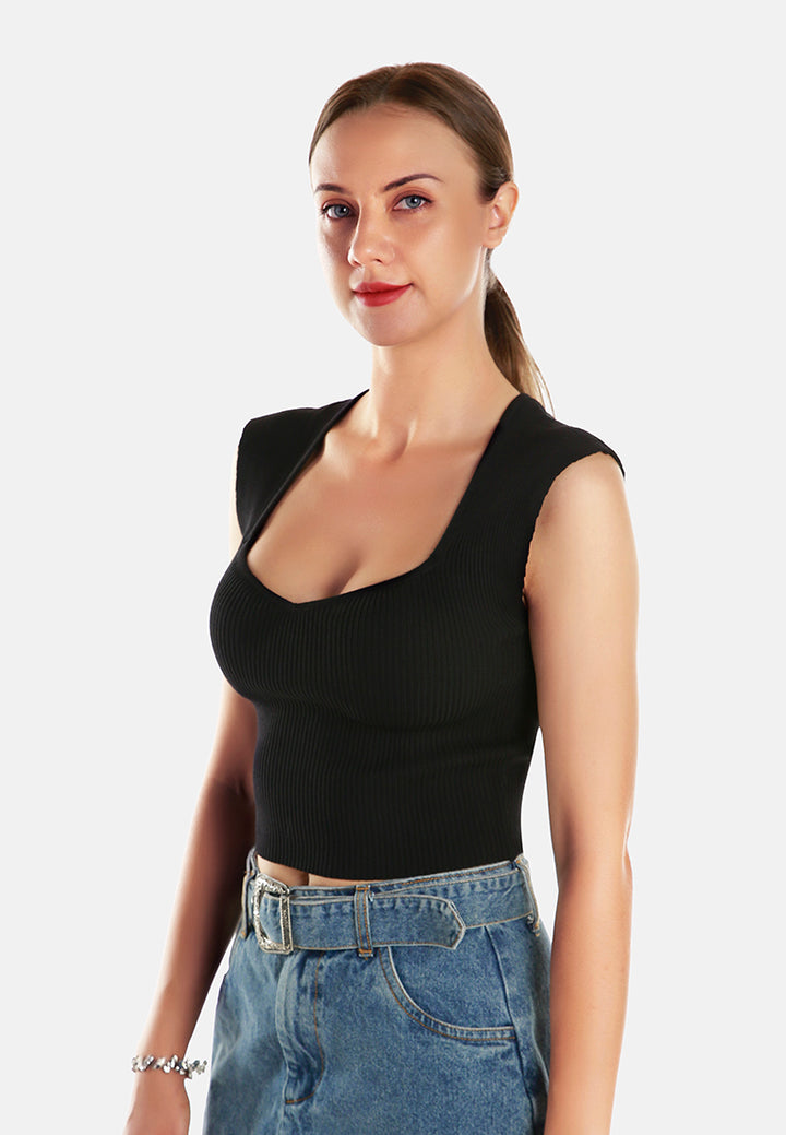 square neck fitted top by ruw#color_black