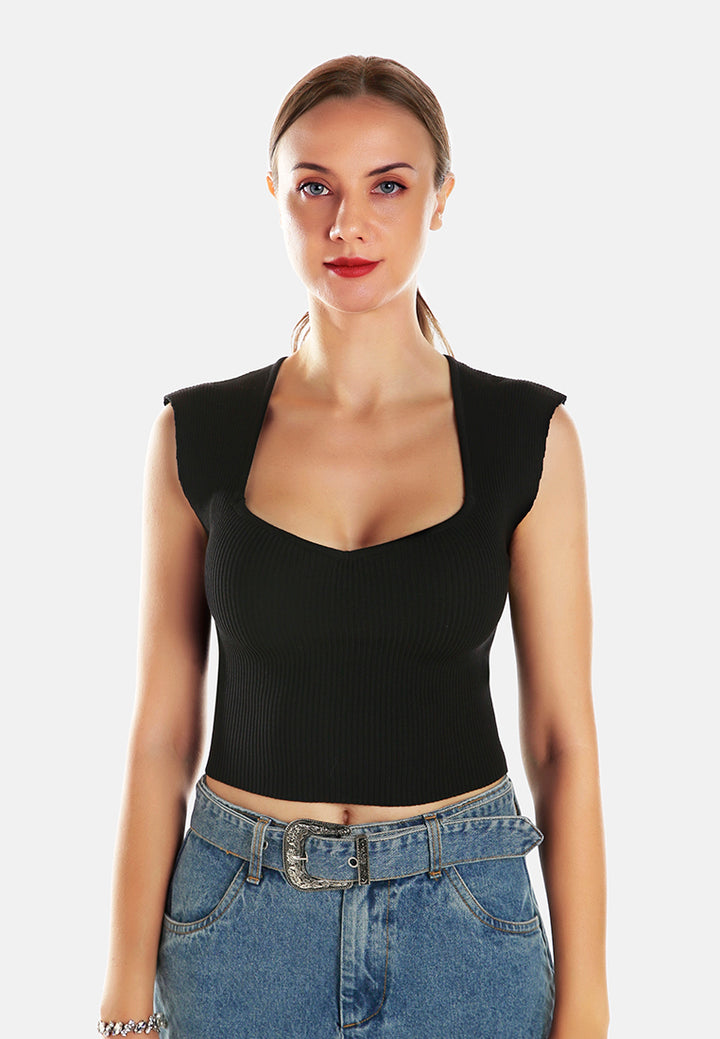 square neck fitted top by ruw#color_black