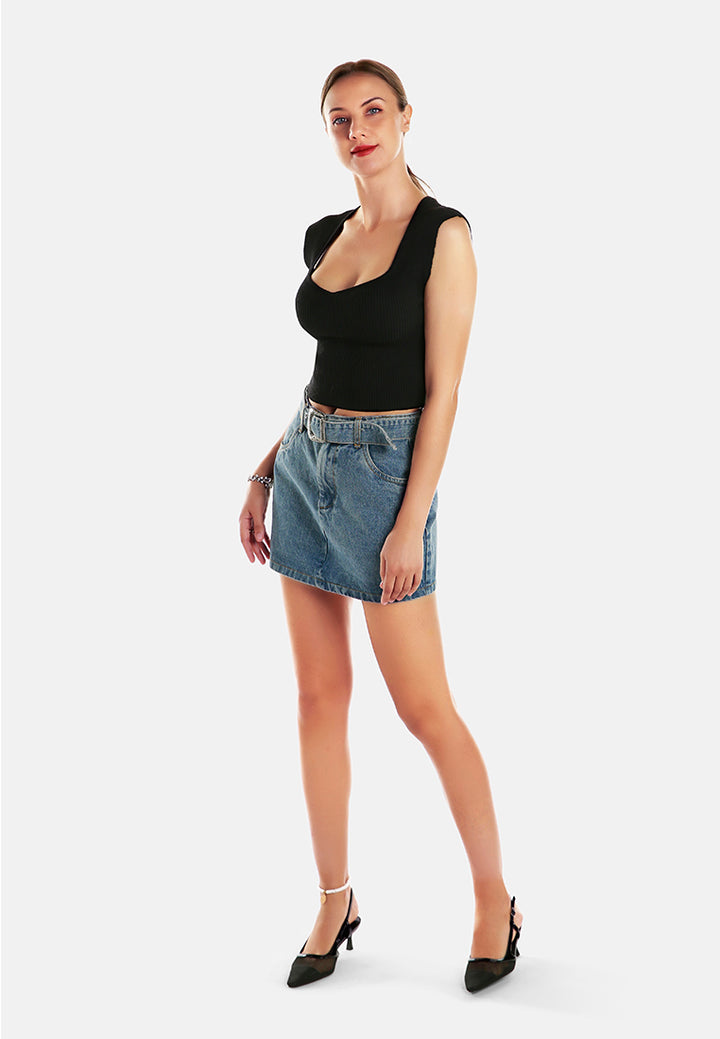 square neck fitted top by ruw#color_black