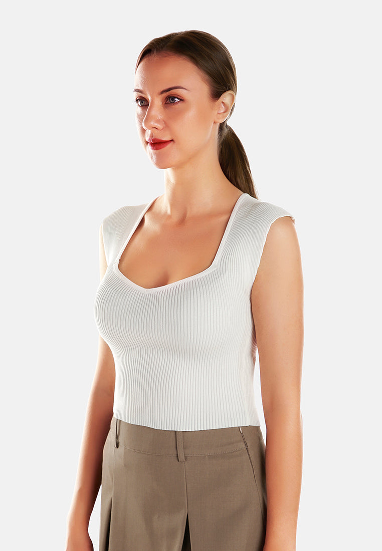 square neck fitted top by ruw#color_white
