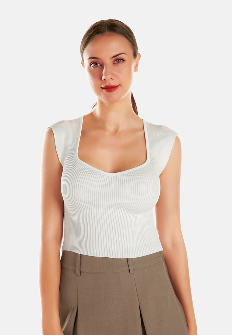 square neck fitted top by ruw#color_white