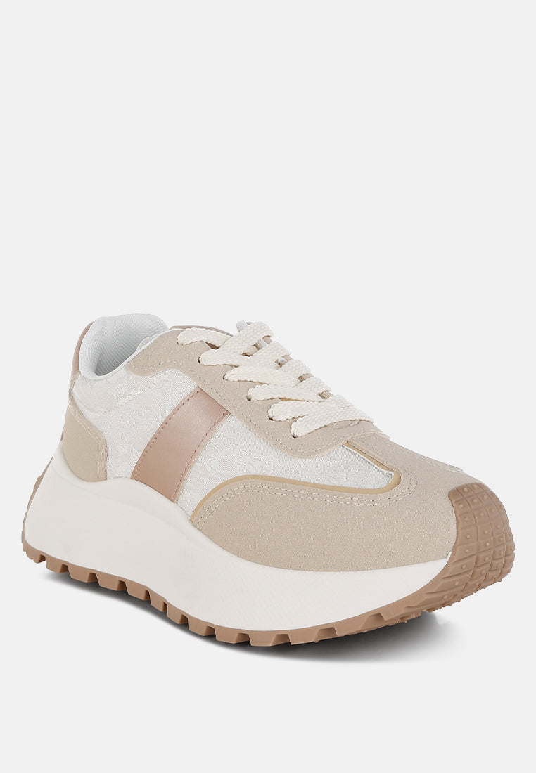 chunky anti skid lace up sneakers by mode#color_beige