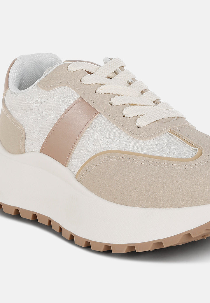 squeaker chunky anti-skid lace-up sneakers#color_beige