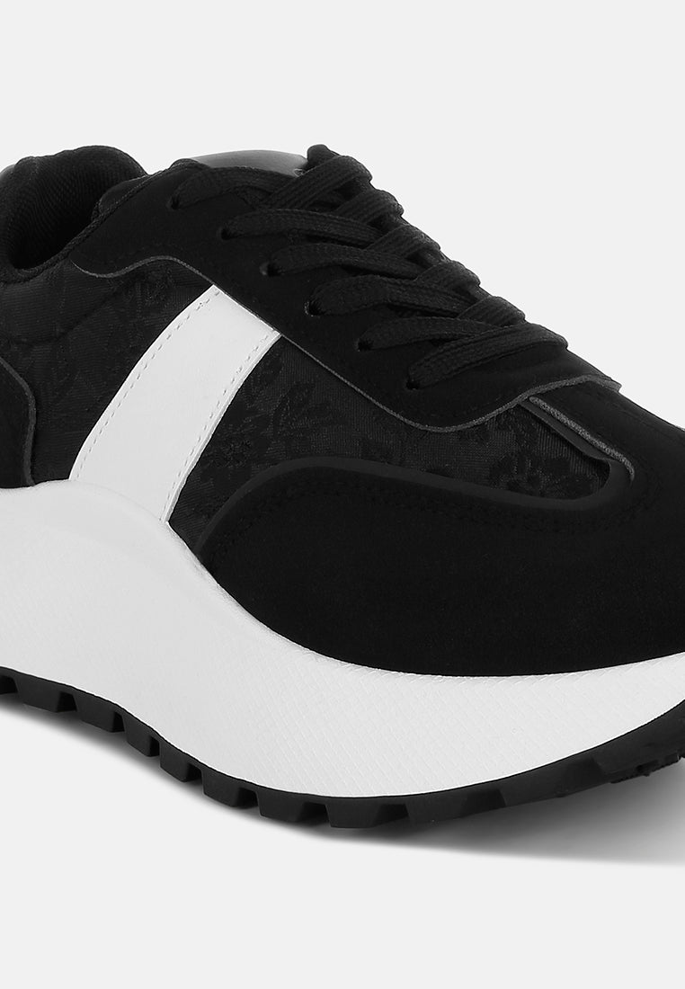 squeaker chunky anti-skid lace-up sneakers#color_black