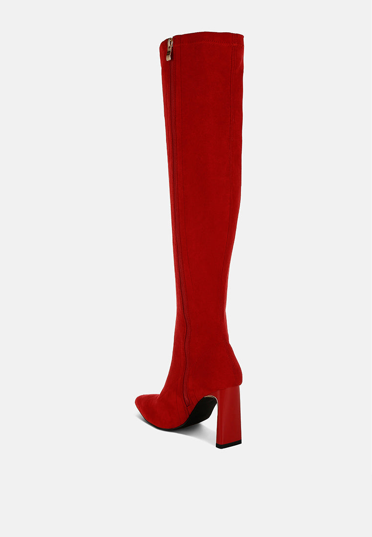 slim block heel long boots by ruw#color_red